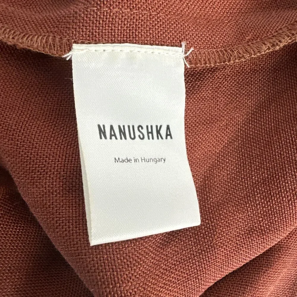 NANUSHKA RILEY BUTTON DOWN DRESS WITH FRINGE Size Small Red - Picture 12 of 13